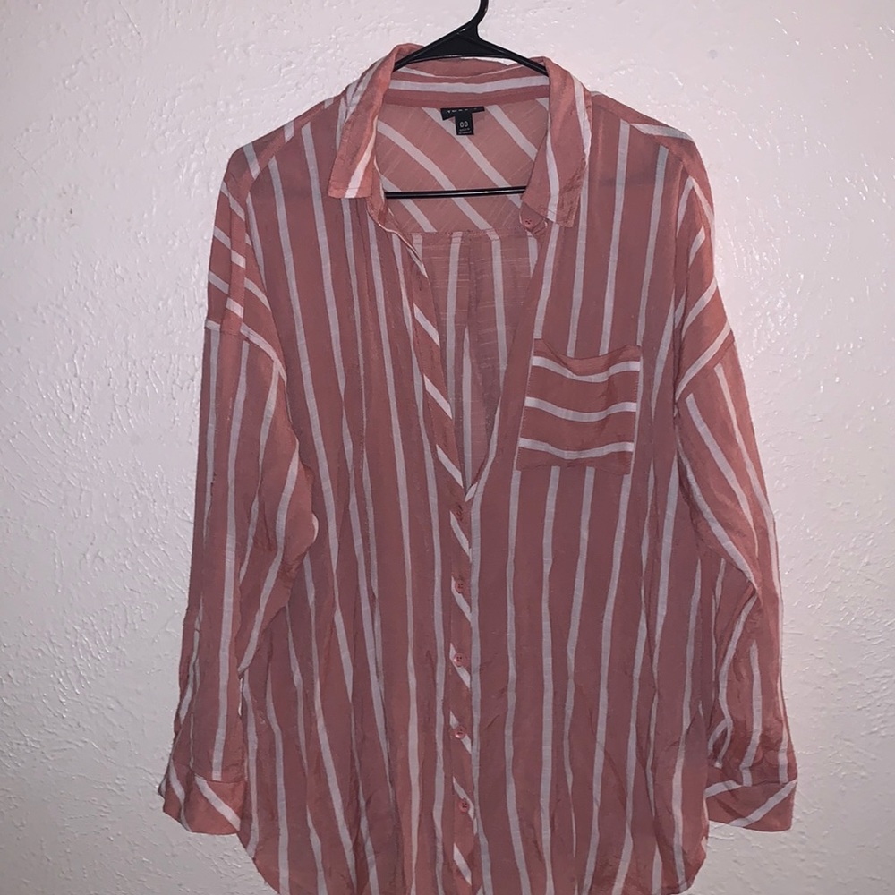 Pink and white stripped summer shirt